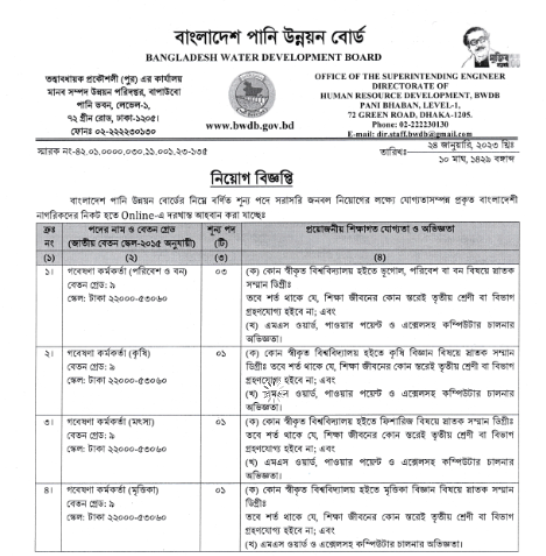 Bangladesh Water Development Board (BWDB) Job Circular 2023