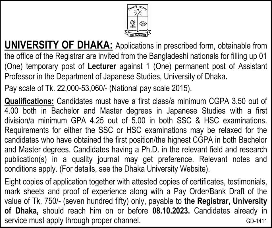 Dhaka University Job Circular 2023 Latest Updates